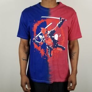 Marvel Deadpool blue red graphic tee